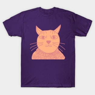 Peach Fuzz Color of the Year 2024 Sweater Cat Portrait T-Shirt